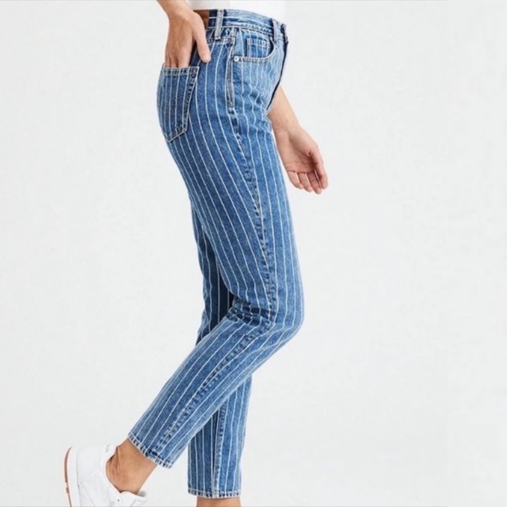 American Eagle Outfitters Blue Striped High Rise Mom Jeans - 2 for $20 option